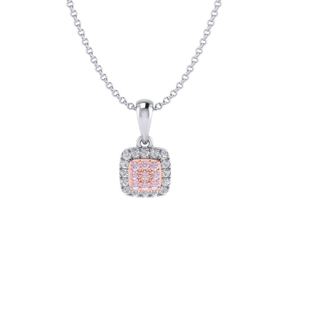 Eminence Pinks Diamond Square Pendant | White Gold - Rosendorff Diamond Jewellers