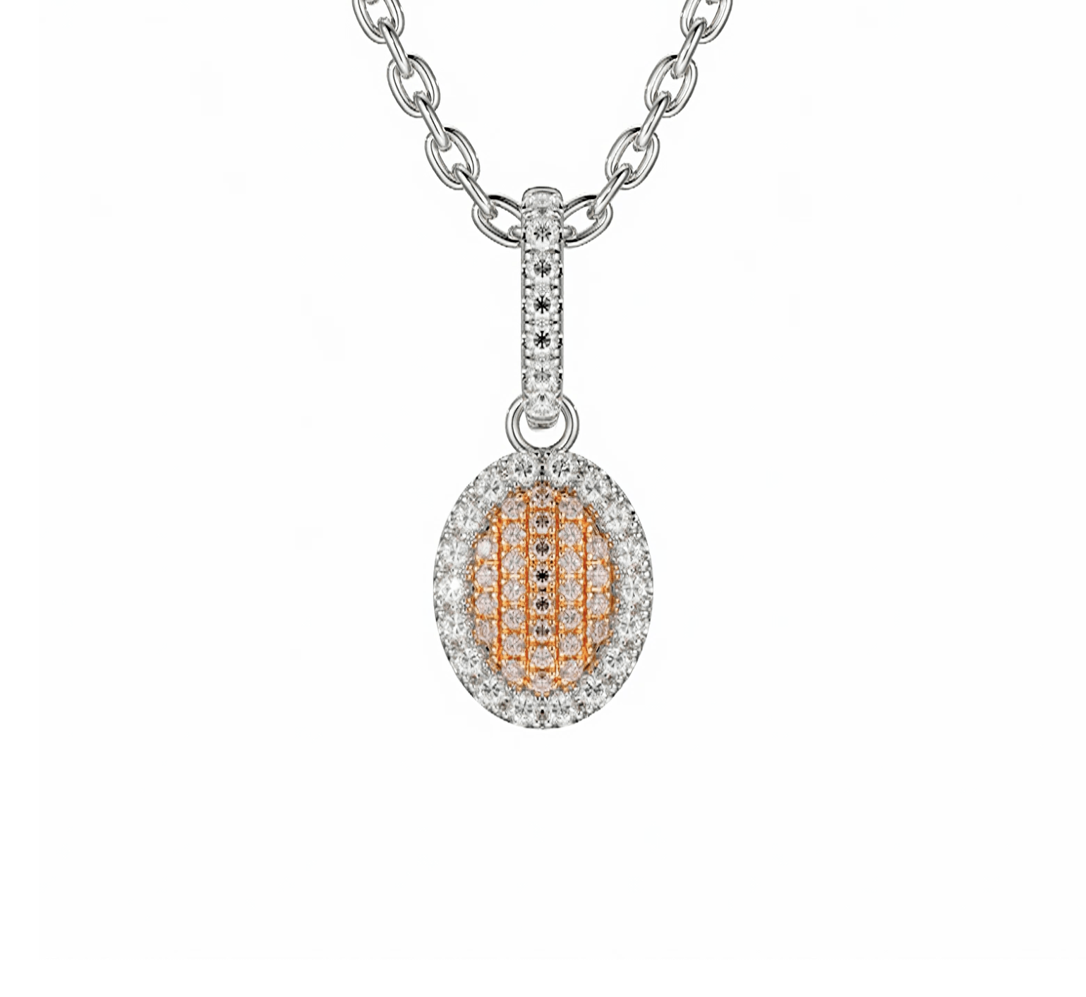 Eminence Pinks Oval Pave Pendant | 18ct White Gold - Rosendorff Diamond Jewellers