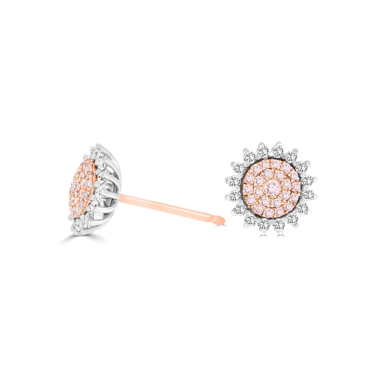 Pink sunflower rose gold diamond earrings