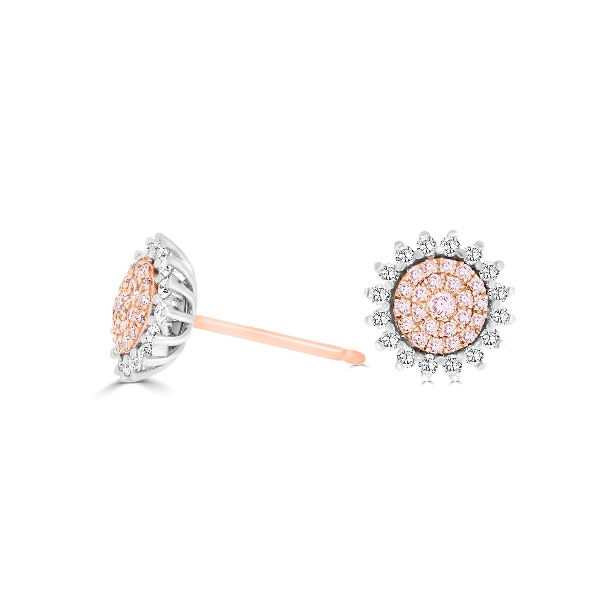Pink sunflower rose gold diamond earrings