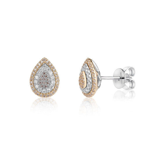Eminence Pinks Alternating Pear Stud Earrings | 18ct White Gold